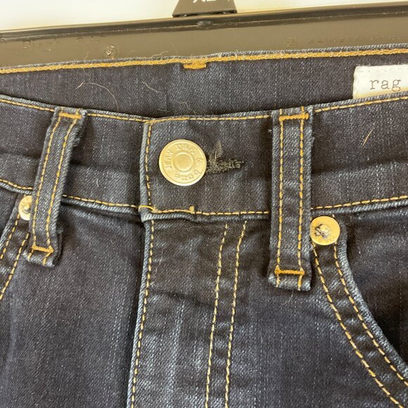 Rag & Bone Jean 10" Crop Flare 24 Raw Hem Dune Dark Blue Wash - Picture 5 of 11